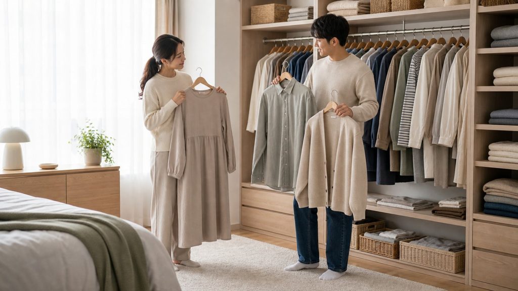 옷장 속 다양한 옷